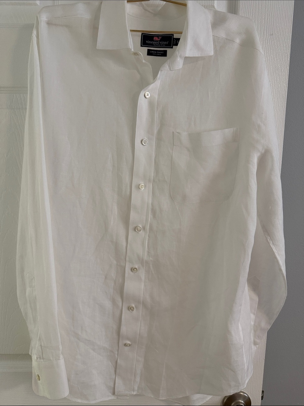 Vineyard Vines Men's White 100% Linen Long Sleeve Button Down Shirt - Size Small
